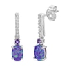 Lavender Lab-Created Opal/White Lab-Created Sapphire/Amethyst Earrings Sterling Silver