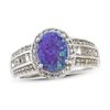 Thumbnail Image 1 of Lavender Lab-Created Opal & White Lab-Created Sapphire Ring Sterling Silver