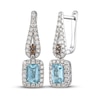 Thumbnail Image 1 of Le Vian Diamond & Aquamarine Dangle Earrings 1/2 ct tw 14K Vanilla Gold