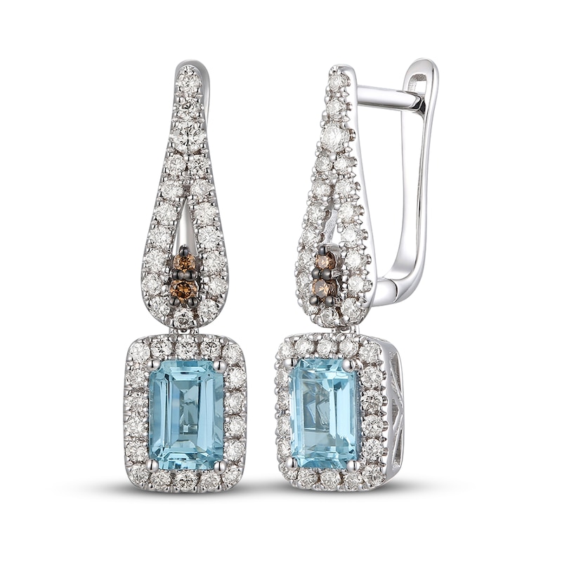Main Image 1 of Le Vian Diamond & Aquamarine Dangle Earrings 1/2 ct tw 14K Vanilla Gold