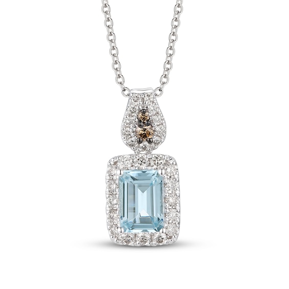 Le Vian Diamond & Aquamarine Necklace 1/3 ct tw 14K Vanilla Gold 18"