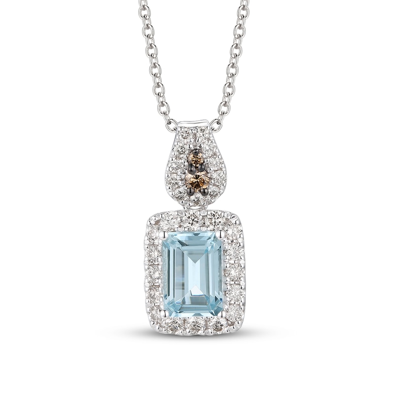 Main Image 1 of Le Vian Diamond & Aquamarine Necklace 1/3 ct tw 14K Vanilla Gold 18&quot;