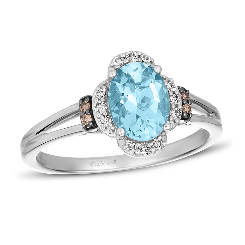 Main Image 1 of Le Vian Diamond & Aquamarine Ring 1/10 ct tw 14K Vanilla Gold