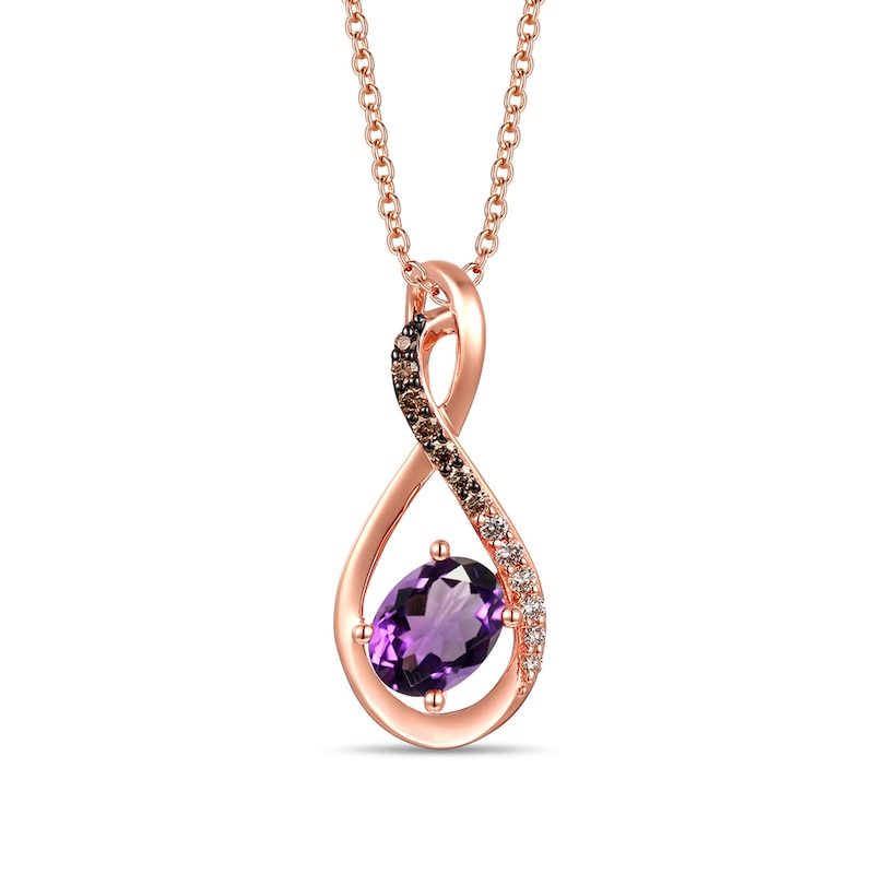 Main Image 1 of Le Vian Diamond & Amethyst Necklace 1/6 ct tw 14K Strawberry Gold 18&quot;