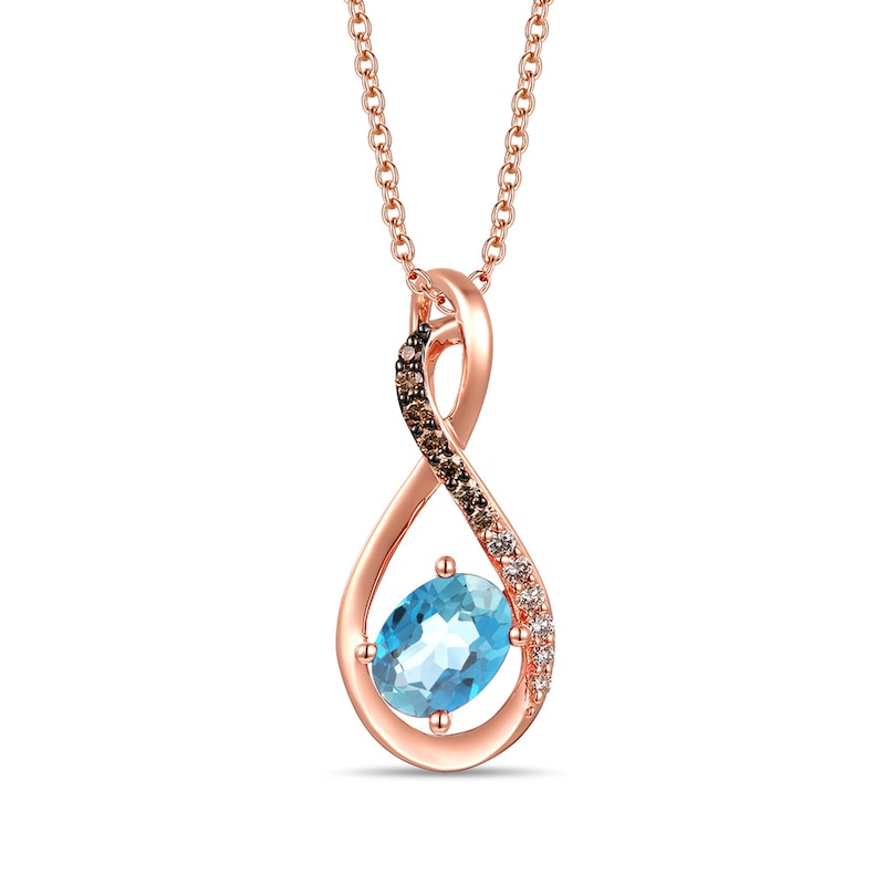 Main Image 1 of Le Vian Diamond & Blue Topaz Necklace 1/6 ct tw 14K Strawberry Gold 18&quot;