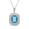 Thumbnail Image 1 of Swiss Blue Topaz & White Lab-Created Sapphire Necklace Sterling Silver 18&quot;