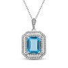 Thumbnail Image 0 of Swiss Blue Topaz & White Lab-Created Sapphire Necklace Sterling Silver 18"