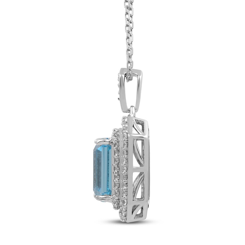 Main Image 2 of Swiss Blue Topaz & White Lab-Created Sapphire Necklace Sterling Silver 18&quot;