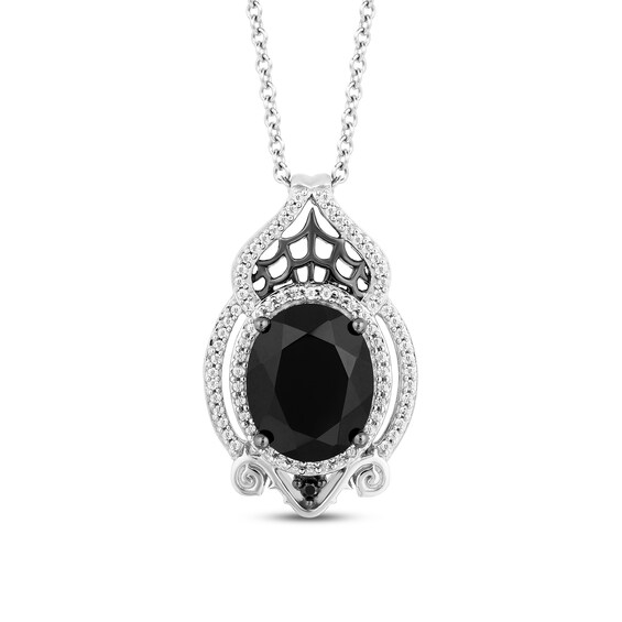 Disney Treasures The Nightmare Before Christmas Black Onyx & Diamond Necklace 1/5 ct tw Sterling Silver 17"