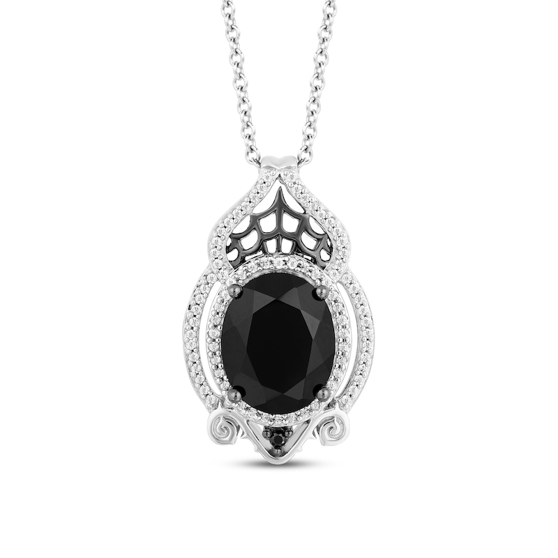 Main Image 1 of Disney Treasures The Nightmare Before Christmas Black Onyx & Diamond Necklace 1/5 ct tw Sterling Silver 17&quot;