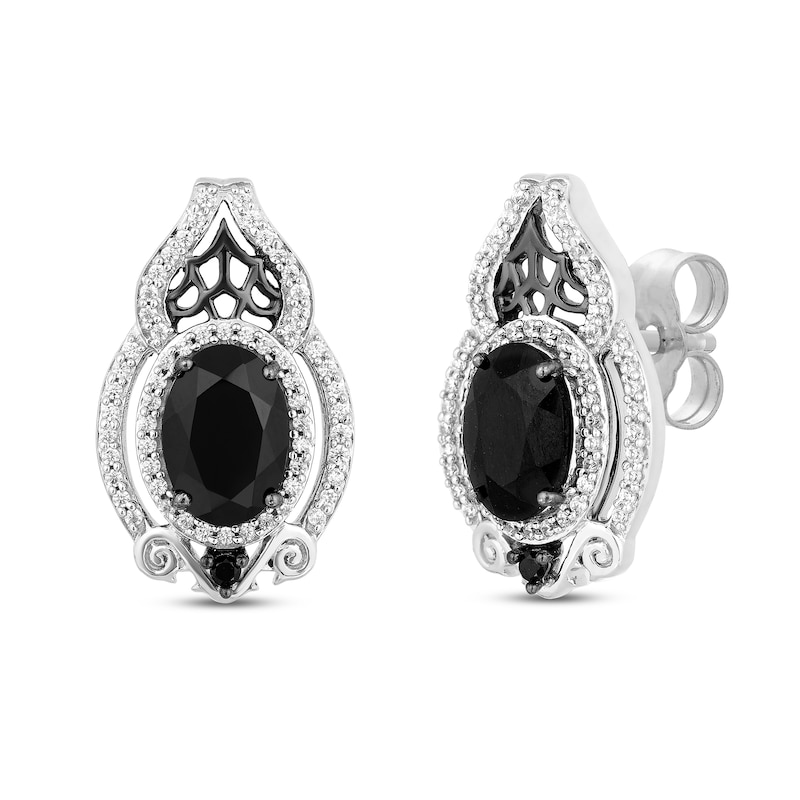 Main Image 1 of Disney Treasures The Nightmare Before Christmas Black Onyx & Diamond Earrings 1/4 ct tw Sterling Silver