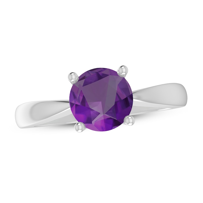 Main Image 1 of Amethyst Solitaire Ring Sterling Silver