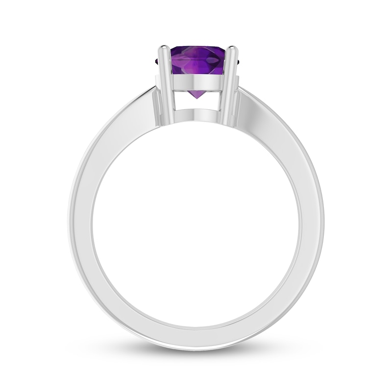 Main Image 2 of Amethyst Solitaire Ring Sterling Silver