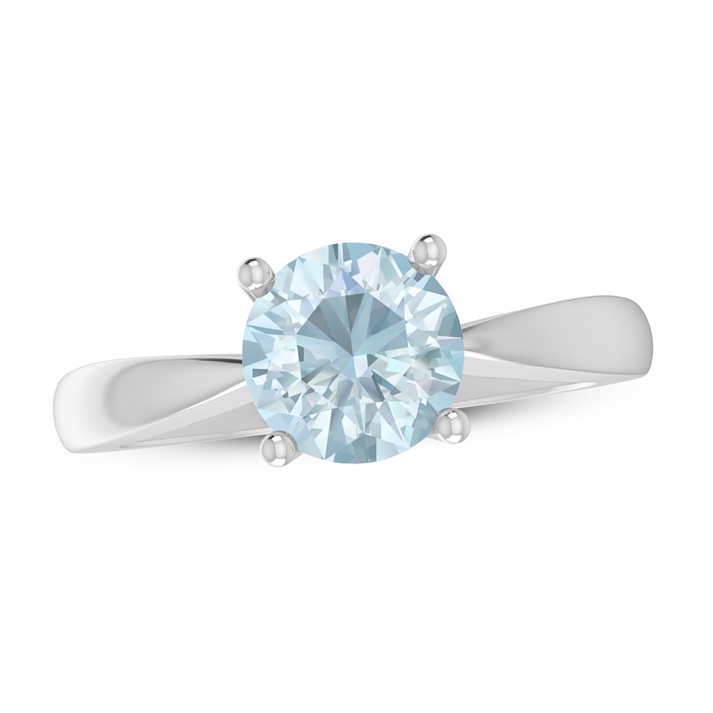 Main Image 1 of Aquamarine Solitaire Ring Sterling Silver
