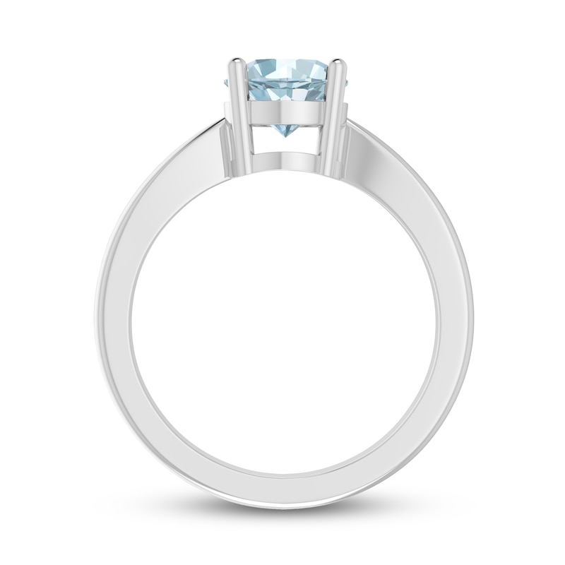 Aquamarine Solitaire Ring Sterling Silver