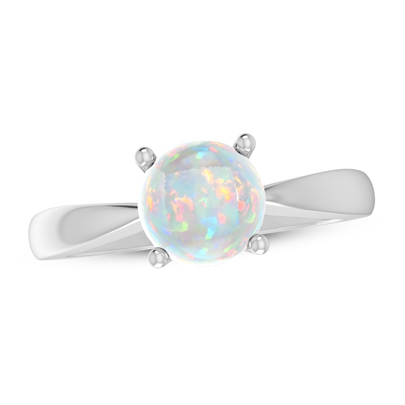 Lab-Created Opal Solitaire Ring Sterling Silver