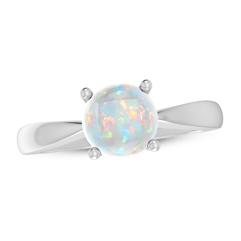 Main Image 1 of Lab-Created Opal Solitaire Ring Sterling Silver