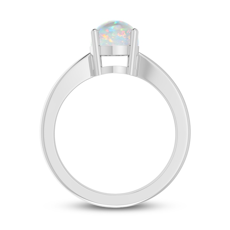 Main Image 2 of Lab-Created Opal Solitaire Ring Sterling Silver