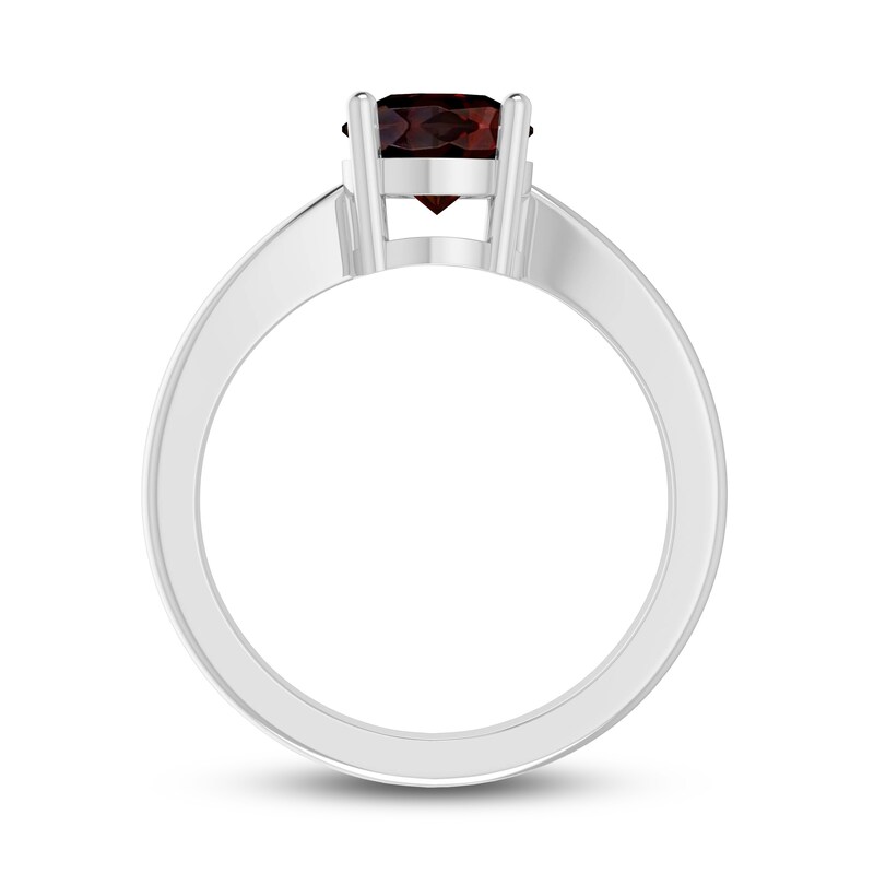 Garnet Solitaire Ring Sterling Silver