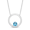 Swiss Blue Topaz Circle Necklace Sterling Silver 18"