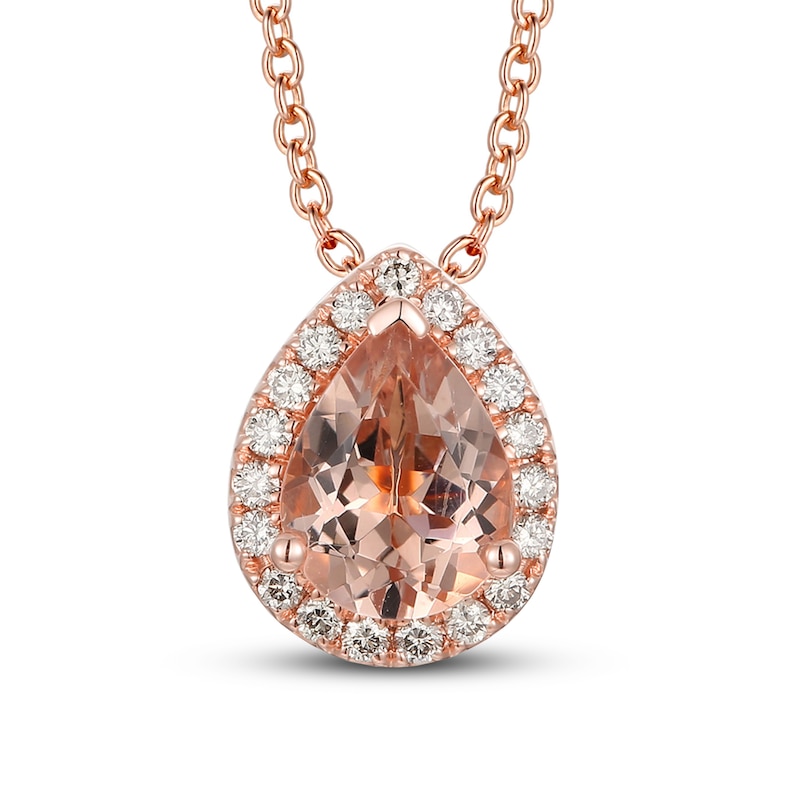 Le Vian Morganite & Diamond Necklace 1/8 ct tw 14K Stawberry Gold 18"