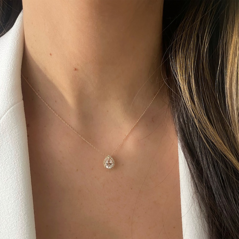 Le Vian Morganite & Diamond Necklace 1/8 ct tw 14K Stawberry Gold 18"