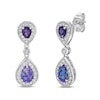 Thumbnail Image 0 of Lavender Lab-Created Opal/White Lab-Created Sapphire/Amethyst Earrings Sterling Silver