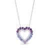 Thumbnail Image 1 of Vibrant Shades Amethyst, Tanzanite, White Lab-Created Sapphire Heart Necklace Sterling Silver 18&quot;