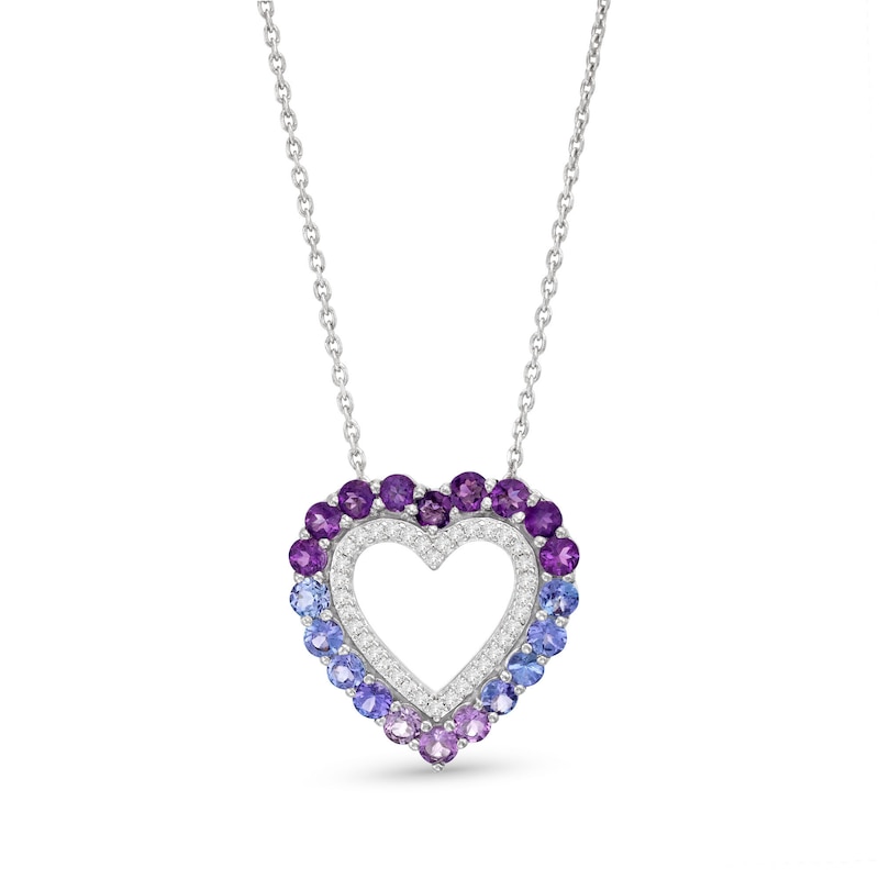 Lab Created Pink Sapphire Heart-Shaped Tennis Necklace | White | Size 18 | Helzberg Diamonds