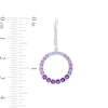 Thumbnail Image 1 of Vibrant Shades Amethyst, Tanzanite, White Lab-Created Sapphire Dangle Earrings Sterling Silver
