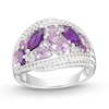 Vibrant Shades Amethyst & White Lab-Created Sapphire Ring Sterling Silver