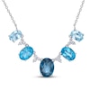 Vibrant Shades Blue Topaz & White Lab-Created Sapphire Necklace Sterling Silver 18"