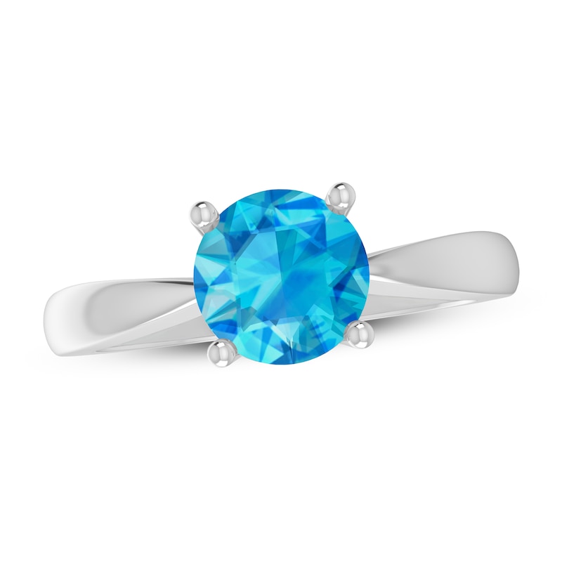 Main Image 1 of Swiss Blue Topaz Solitaire Ring Sterling Silver