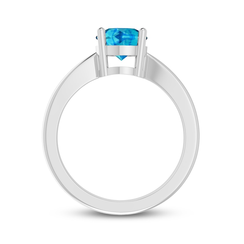 Main Image 2 of Swiss Blue Topaz Solitaire Ring Sterling Silver