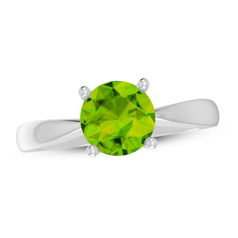 Peridot Solitaire Ring Sterling Silver
