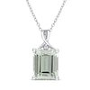 Thumbnail Image 0 of Green Quartz & White Topaz Necklace Octagon/Round-Cut Sterling Silver 18"