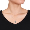 Thumbnail Image 2 of Green Quartz & White Topaz Necklace Octagon/Round-Cut Sterling Silver 18"