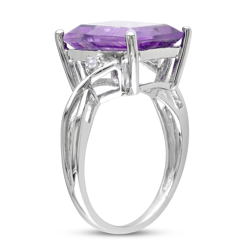 Main Image 2 of Amethyst & White Topaz Ring Octagon/Round-Cut Sterling Silver