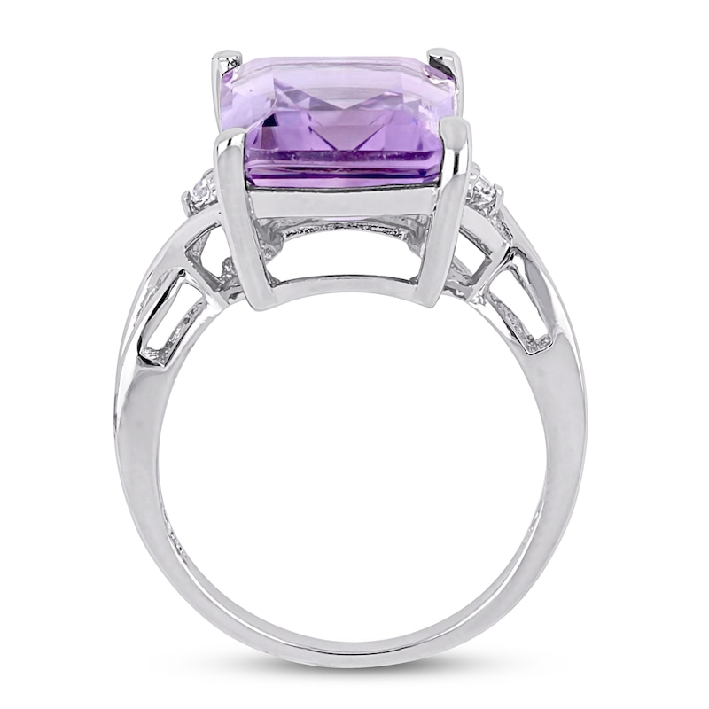 Main Image 3 of Amethyst & White Topaz Ring Octagon/Round-Cut Sterling Silver