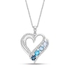 Thumbnail Image 0 of Vibrant Shades Aquamarine, Blue Topaz, White Lab-Created Sapphire Heart Necklace Oval, Round-Cut Sterling Silver 18"