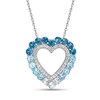 Thumbnail Image 0 of Vibrant Shades Blue Topaz & White Lab-Created Sapphire Heart Necklace Round-Cut Sterling Silver 18"