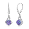 Thumbnail Image 1 of Lavender Lab-Created Opal & White Lab-Created Sapphire Drop Earrings Sterling Silver