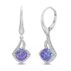 Thumbnail Image 0 of Lavender Lab-Created Opal & White Lab-Created Sapphire Drop Earrings Sterling Silver