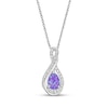 Thumbnail Image 1 of Lavender Lab-Created Opal & White Lab-Created Sapphire Necklace Pear/Round-Cut Sterling Silver 18&quot;