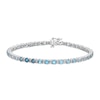 Thumbnail Image 1 of Vibrant Shades Aquamarine, Blue Topaz & White Lab-Created Sapphire Bracelet Round-Cut Sterling Silver 7.25&quot;