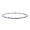 Thumbnail Image 1 of Vibrant Shades Tanzanite, Amethyst, White Lab-Created Sapphire Bracelet Round-Cut Sterling Silver 7.25&quot;