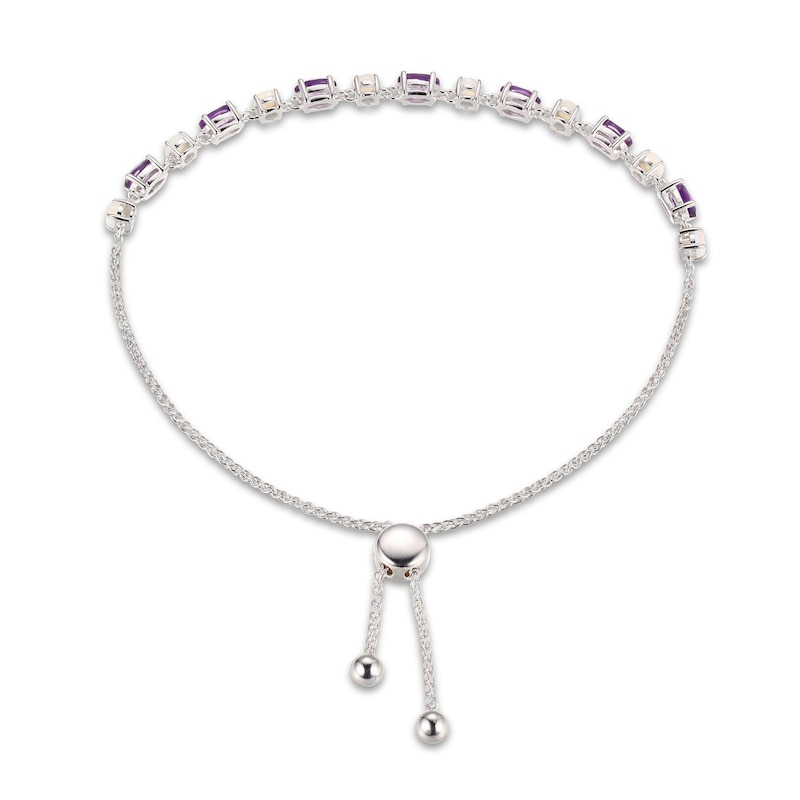 Main Image 2 of Amethyst & Opal Bolo Bracelet Oval/Round-Cut Sterling Silver 9.5&quot;
