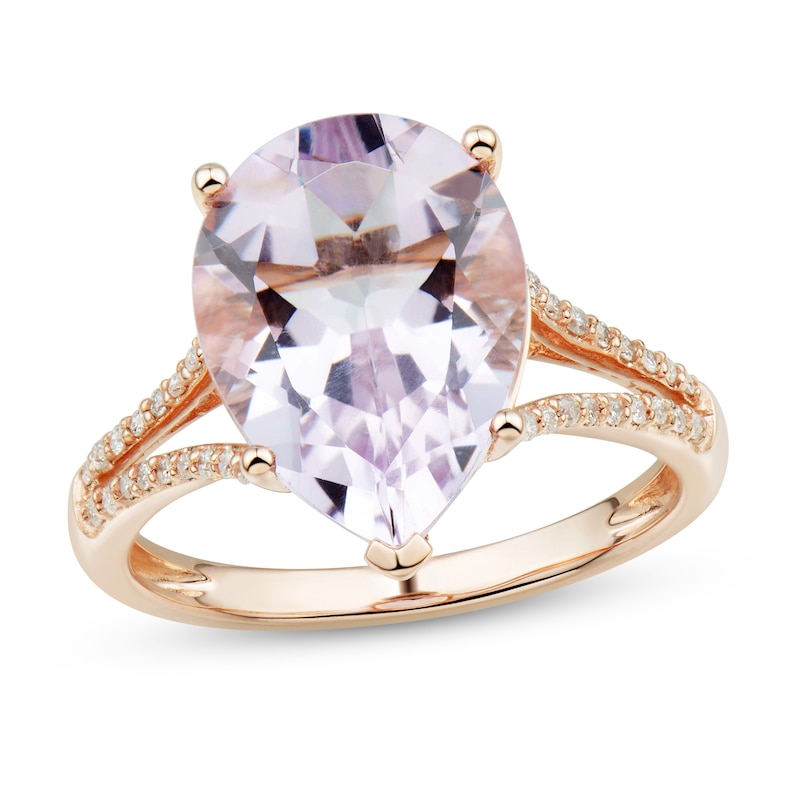 Light Amethyst Ring 1/8 ct tw Diamonds 10K Rose Gold
