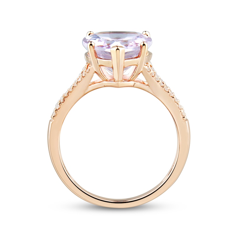 Light Amethyst Ring 1/8 ct tw Diamonds 10K Rose Gold