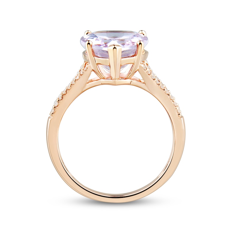 Main Image 2 of Light Amethyst Ring 1/8 ct tw Diamonds 10K Rose Gold